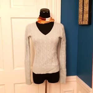 Wild About Cashmere Saks fifth Avenue sage green v-neck cashmere sweater